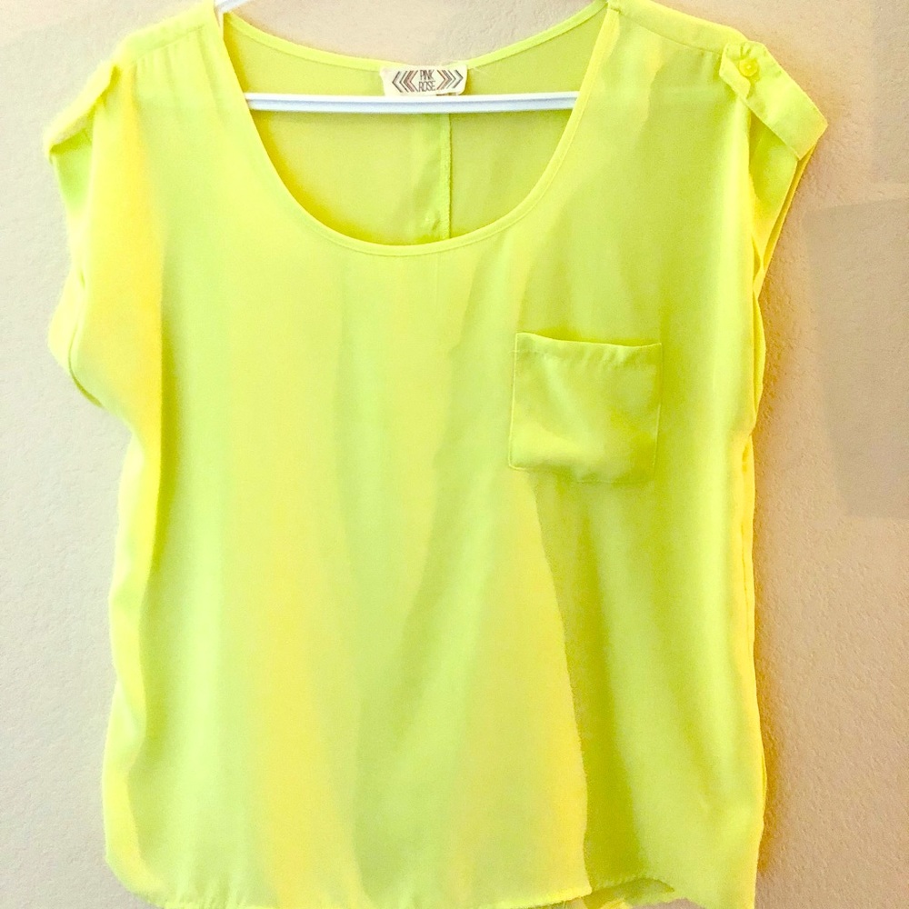Yellow Pink Rose top